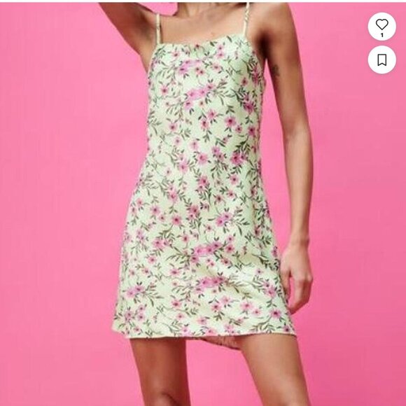 Zara Silky Mint and Purple Floral Dress Size M NEW WITH TAG! - Picture 3 of 7